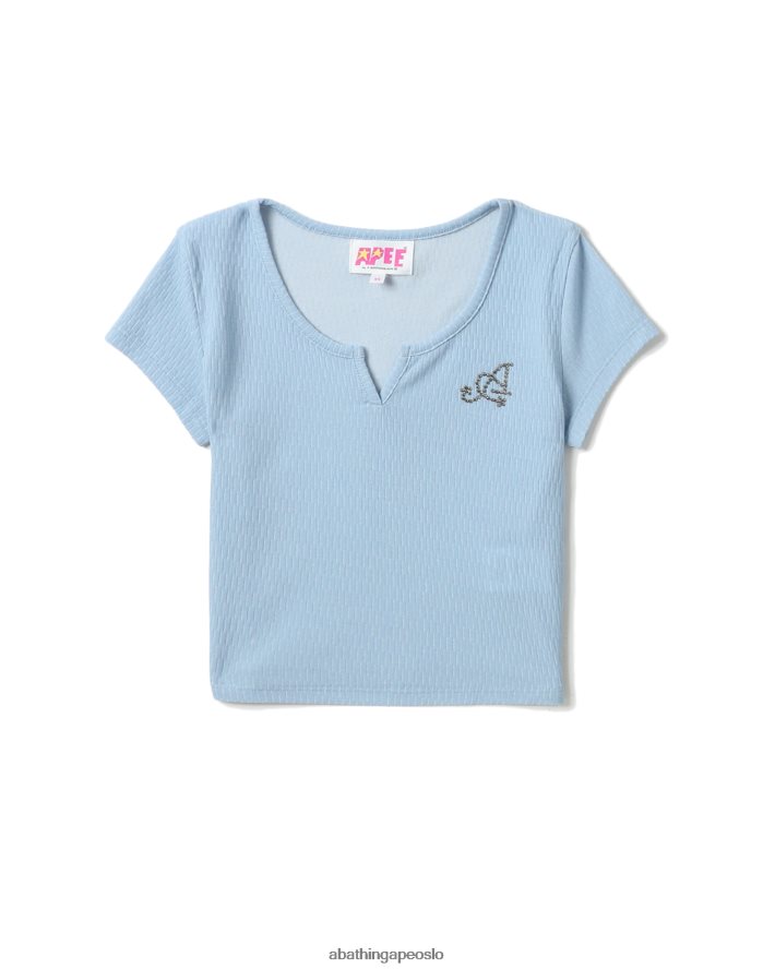 crop topp med v-hals 6XV620820 lyse blå A Bathing Ape kvinner