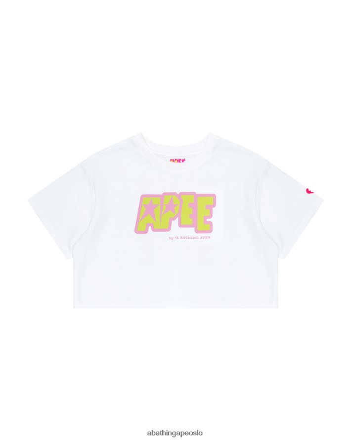 dobbel logo beskåret t-skjorte 6XV620956 bleket hvit A Bathing Ape kvinner