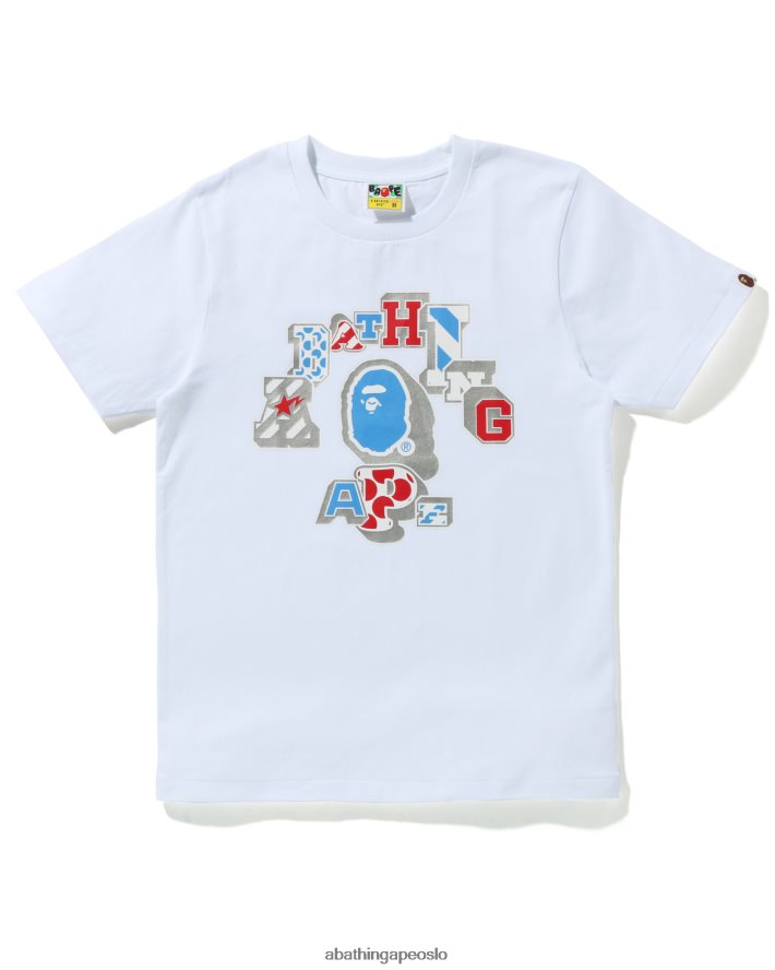 miks lappet college-t-skjorte 6XV6201011 hvit A Bathing Ape kvinner