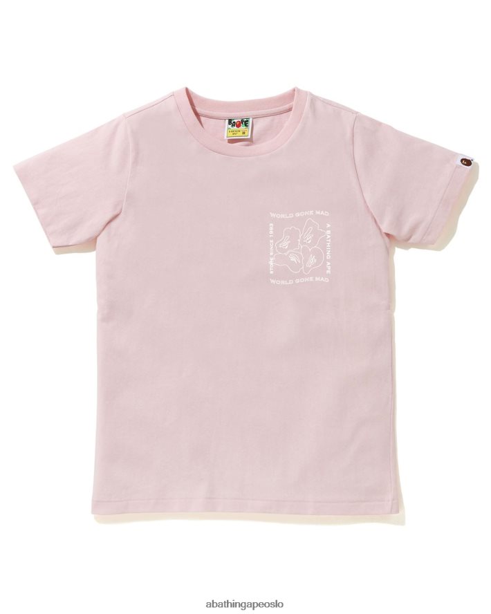t-skjorte med blekktrykk 6XV620929 rosa A Bathing Ape kvinner