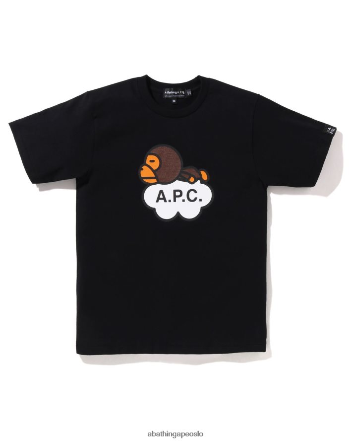 x a.p.c. milo bred t-skjorte 6XV620902 svart A Bathing Ape kvinner