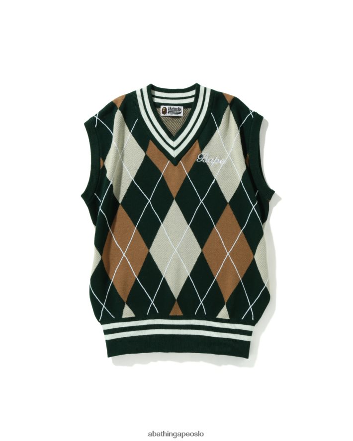 broderi argyle strikket vest 6XV6201006 militærgrønn A Bathing Ape kvinner