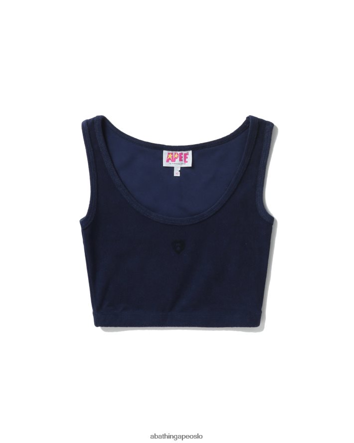 toweling crop tank topp 6XV620826 marineblå A Bathing Ape kvinner