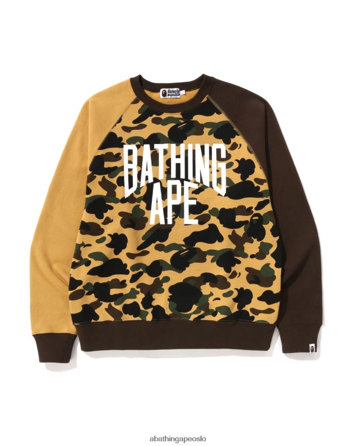 1. camo crazy relaxed fit crewneck 6XV620287 gul A Bathing Ape menn