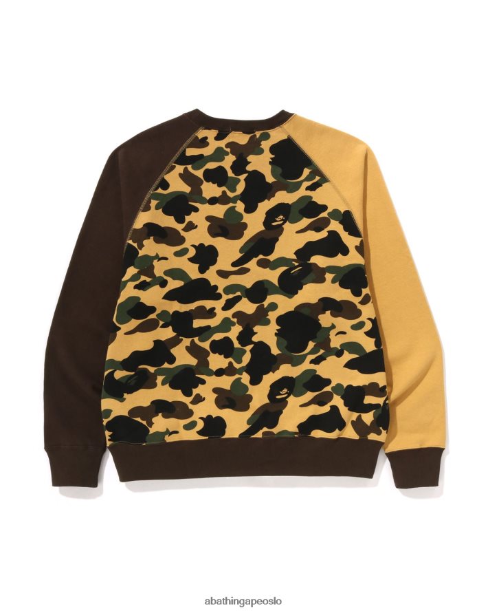 1. camo crazy relaxed fit crewneck 6XV620287 gul A Bathing Ape menn