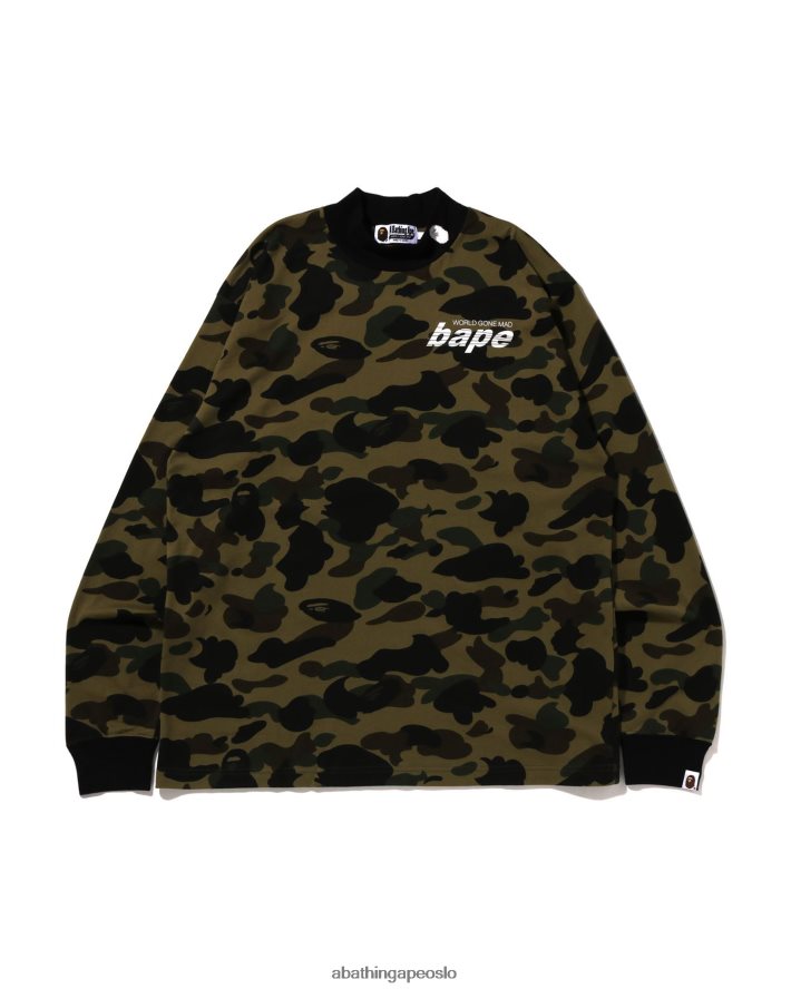1. camo mock neck avslappet passform t-skjorte 6XV620140 militærgrønn A Bathing Ape menn