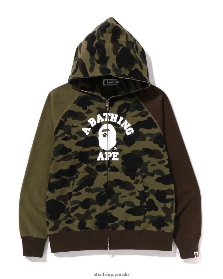 1st camo crazy college hettegenser med full glidelås 6XV620254 militærgrønn A Bathing Ape menn