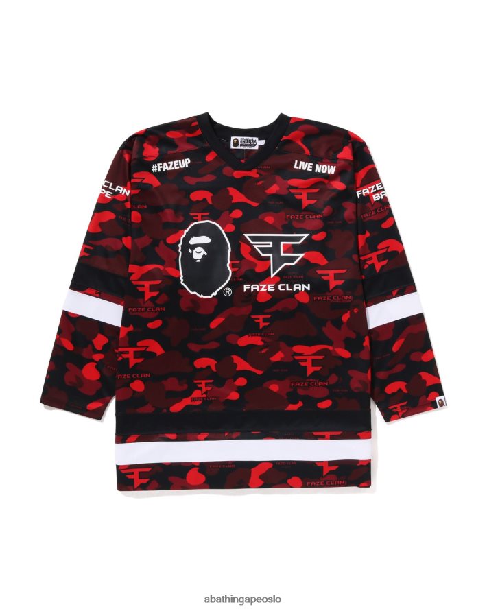 bape x faze clan hockey t-skjorte 6XV620262 knallrødt A Bathing Ape menn