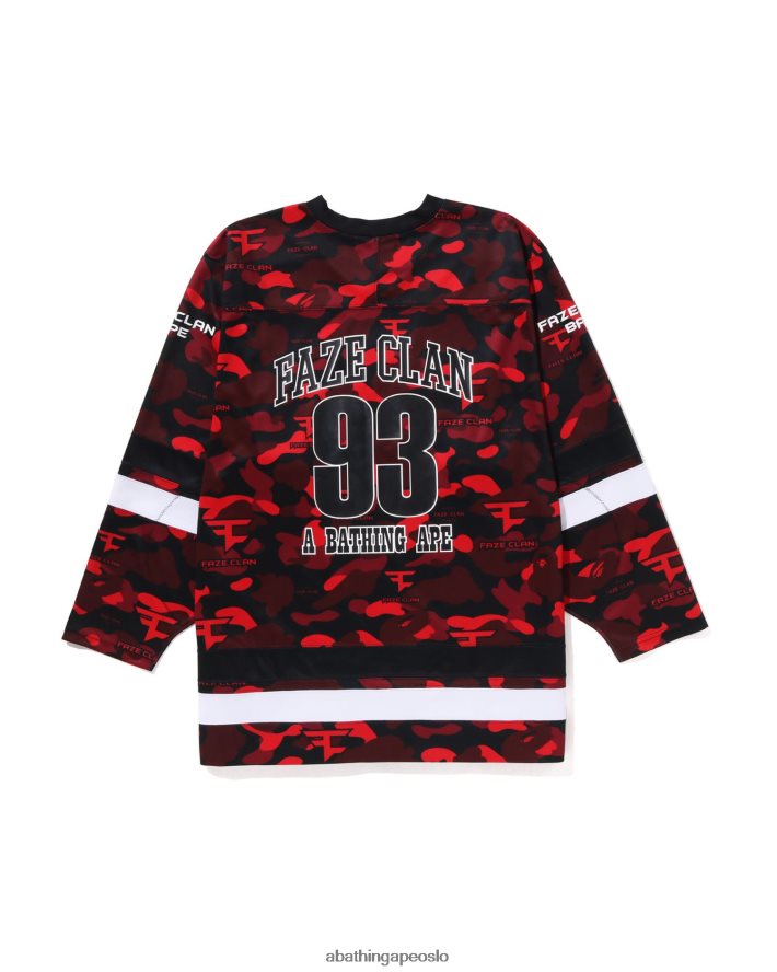 bape x faze clan hockey t-skjorte 6XV620262 knallrødt A Bathing Ape menn
