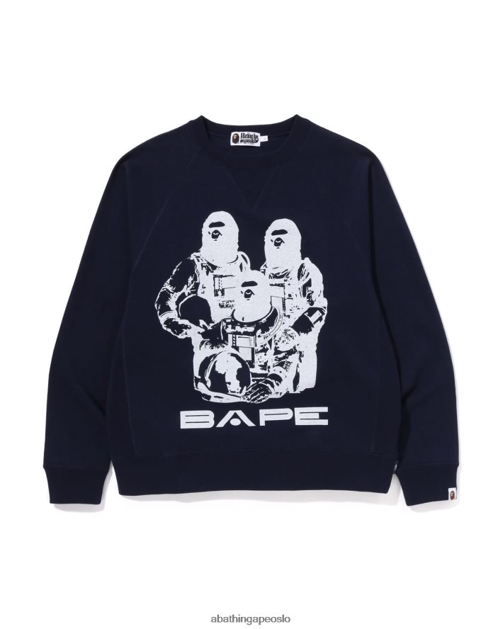 rund hals med avslappet passform 6XV620261 marineblå A Bathing Ape menn