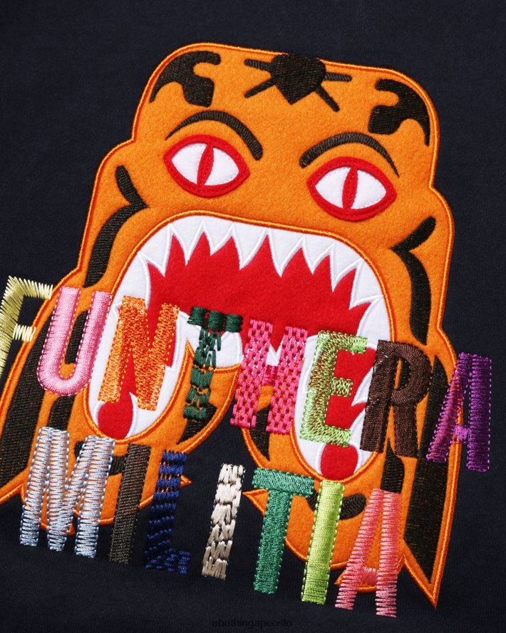 tigerbroderi rund hals 6XV620354 marineblå A Bathing Ape menn