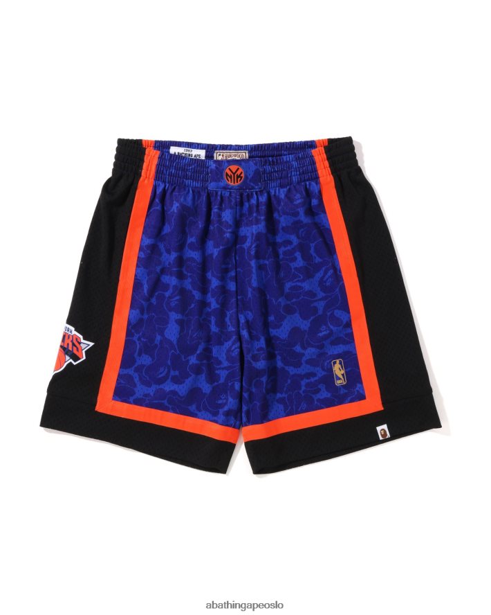 x m&n new york knicks jersey shorts 6XV620376 blå A Bathing Ape menn