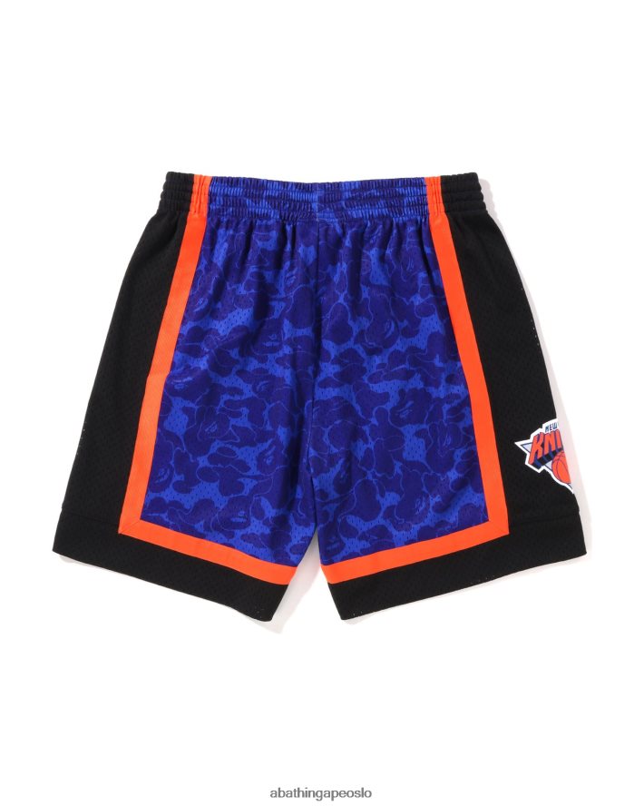 x m&n new york knicks jersey shorts 6XV620376 blå A Bathing Ape menn