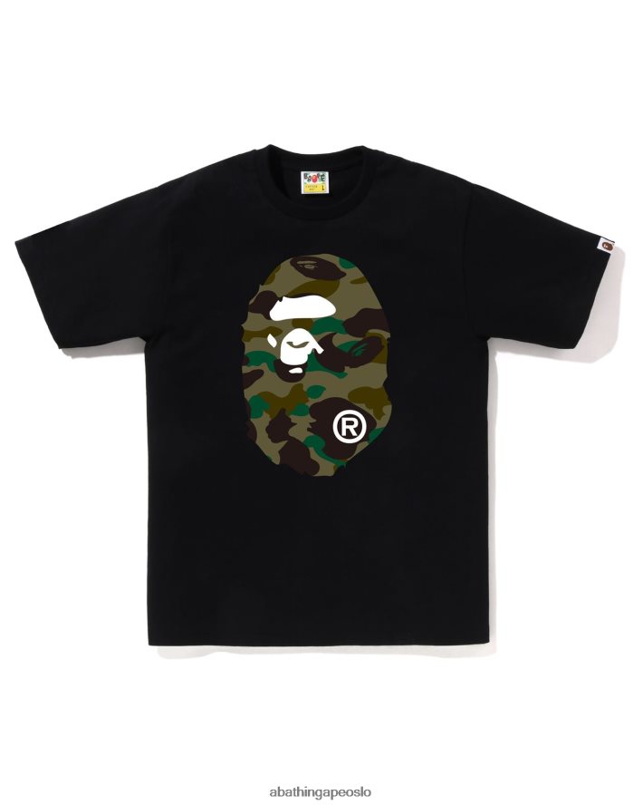 1st camo big head tee 6XV6201 svart A Bathing Ape menn