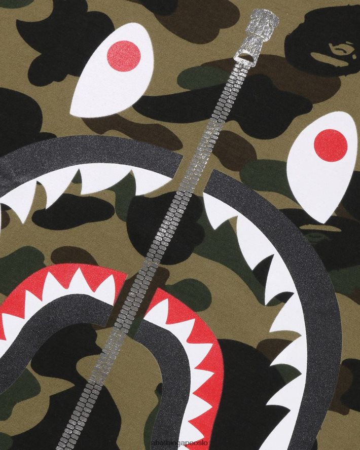 1st camo shark tee 6XV620240 militærgrønn A Bathing Ape menn