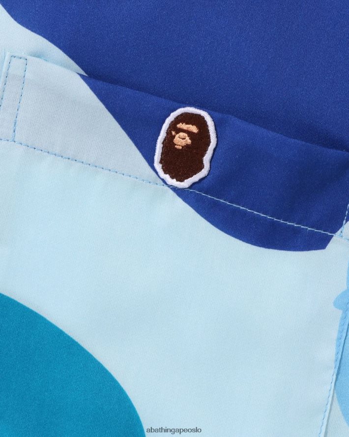 abc camo skjorte med åpen krage 6XV620120 lyse blå A Bathing Ape menn