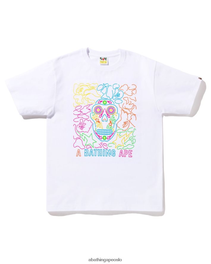 halloween neon meksikansk hodeskalle t-skjorte 6XV620379 hvit A Bathing Ape menn