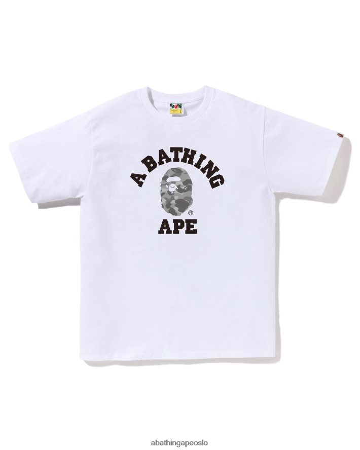 honeycomb camo college-t-skjorte 6XV62082 hvit A Bathing Ape menn
