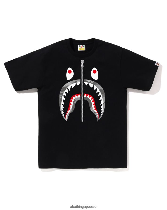 honeycomb camo shark tee 6XV62084 svart A Bathing Ape menn
