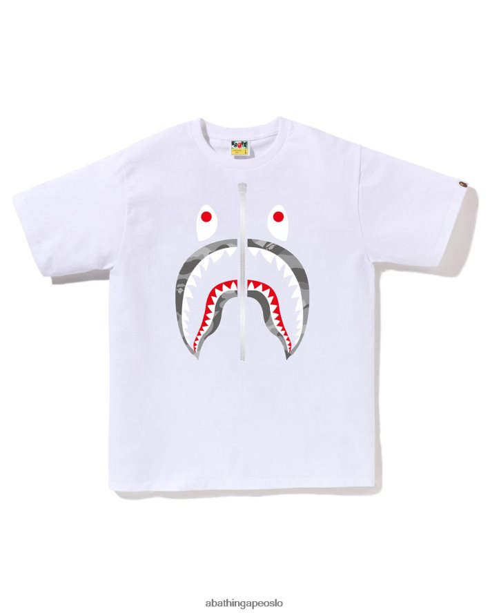 honeycomb camo shark tee 6XV62086 hvit A Bathing Ape menn