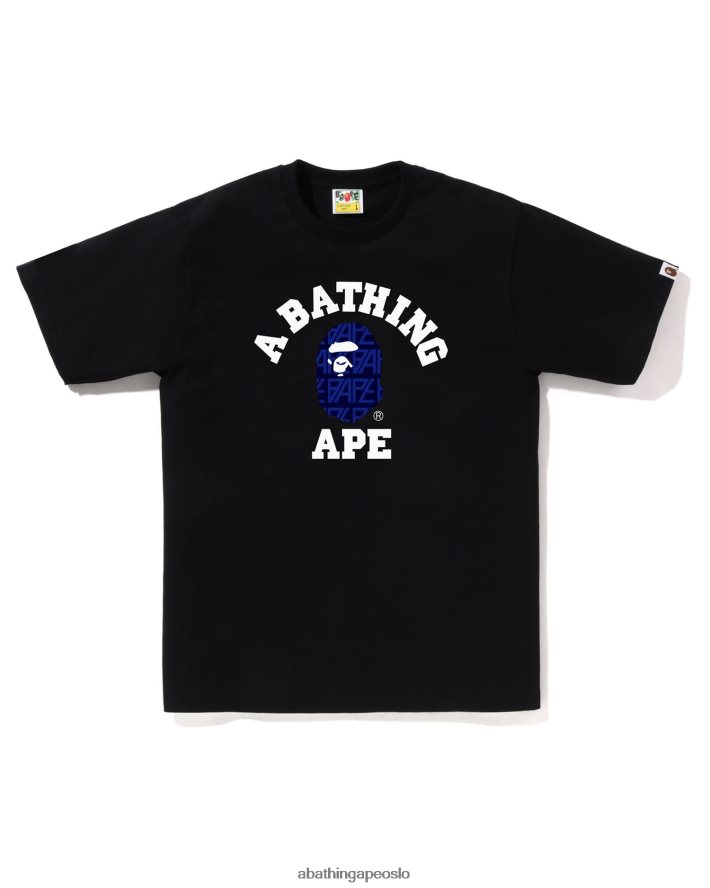 logo monogram college-t-skjorte 6XV620202 svart A Bathing Ape menn