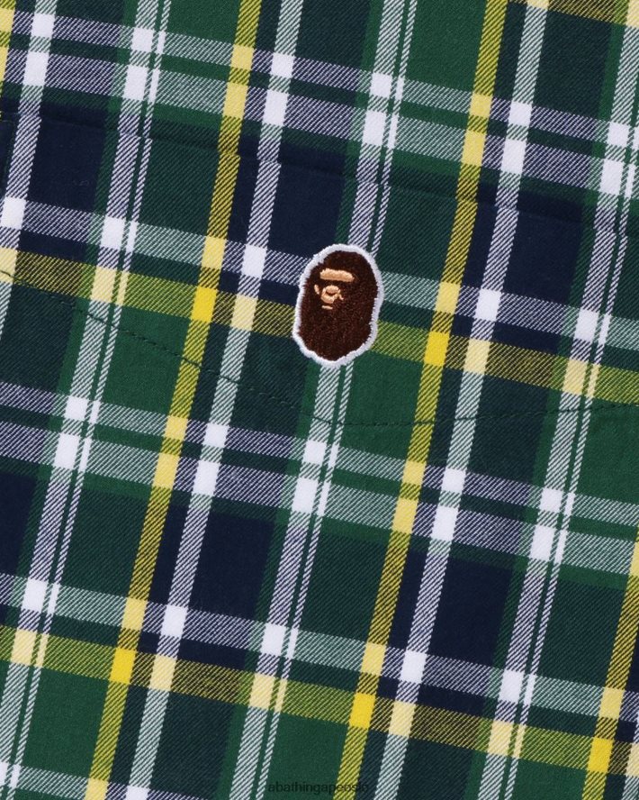 minirutet skjorte med løs passform 6XV620134 militærgrønn A Bathing Ape menn