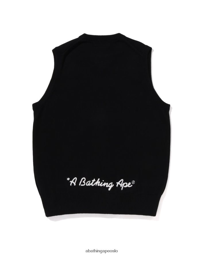 hode ett punkt strikket vest 6XV620223 svart A Bathing Ape menn