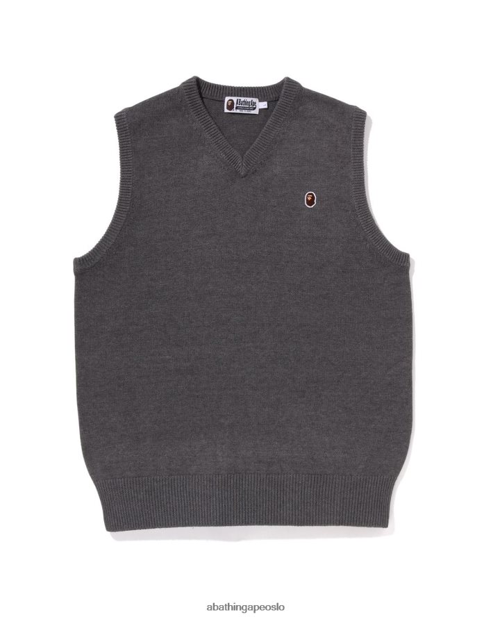 hode ett punkt strikket vest 6XV620224 grå A Bathing Ape menn