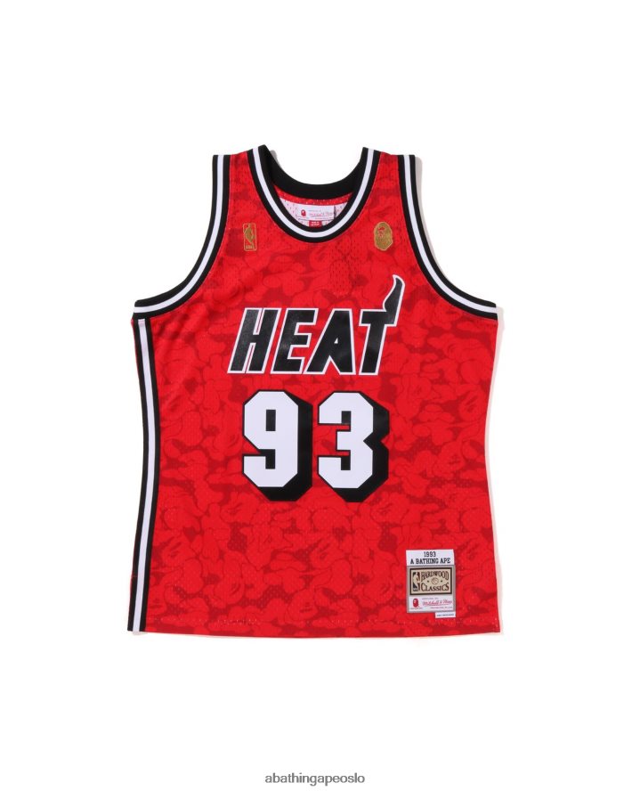 x m&n miami heat jersey tank topp 6XV620364 knallrødt A Bathing Ape menn