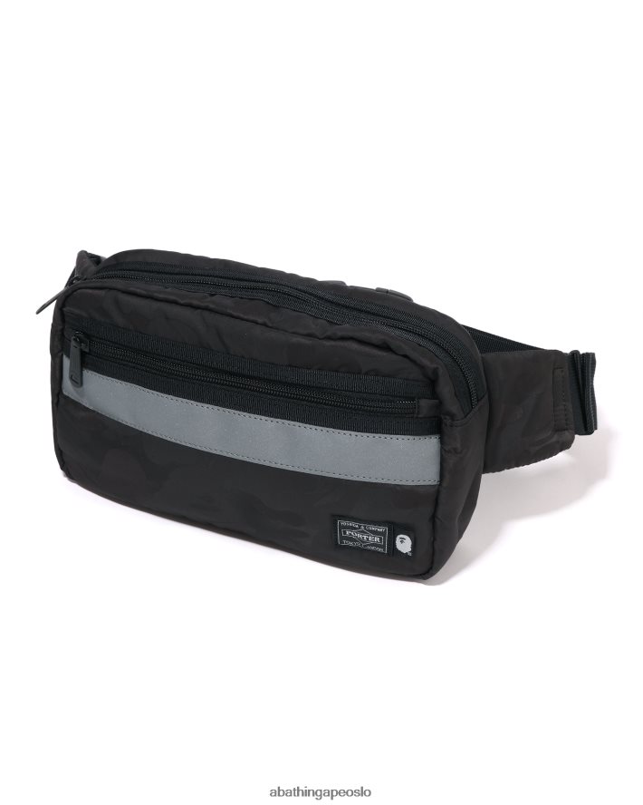 x porter solid camo midjeveske 6XV620431 svart A Bathing Ape menn