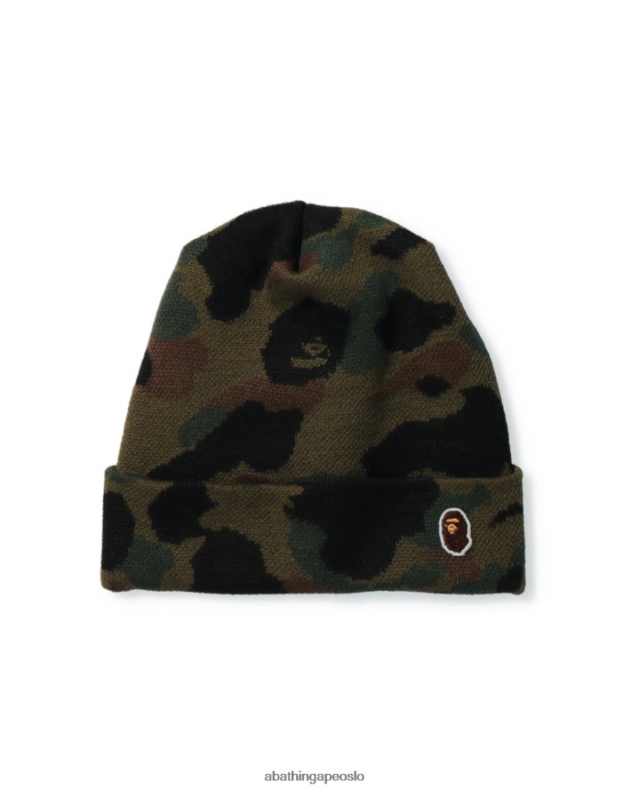 1. camo strikket lue 6XV620633 militærgrønn A Bathing Ape menn