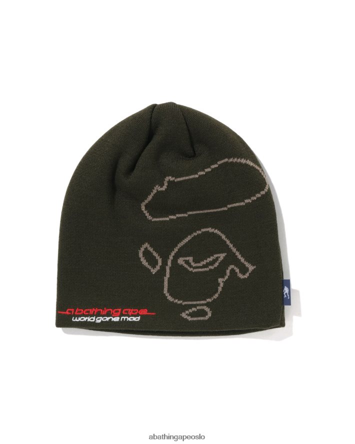 ansiktsstrikket lue 6XV620497 militærgrønn A Bathing Ape menn